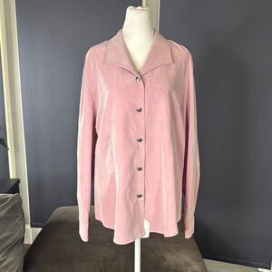 Women’s Stubbs Pink Button-Up Long Sleeve Top Changeable Buttons XL Made U.S.A.